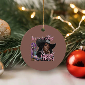 Melanin Cowgirl Ceramic Ornament Boots & Bling its a Cowgirl Thing Black Cowgirl Melanin TS02 1pc Mocha Print Your Wear