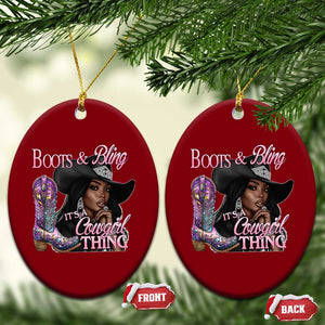Melanin Cowgirl Ceramic Ornament Boots & Bling its a Cowgirl Thing Black Cowgirl Melanin TS02 Print Your Wear