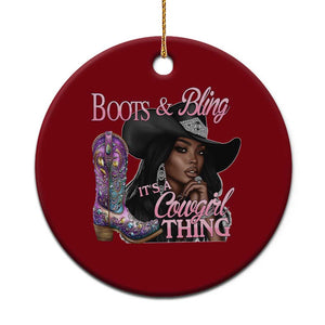 Melanin Cowgirl Ceramic Ornament Boots & Bling its a Cowgirl Thing Black Cowgirl Melanin TS02 1pc Red Print Your Wear