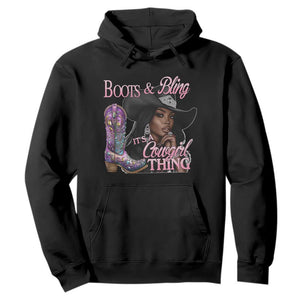 Melanin Cowgirl Hoodie Boots & Bling its a Cowgirl Thing Black Cowgirl Melanin TS02 Black Print Your Wear