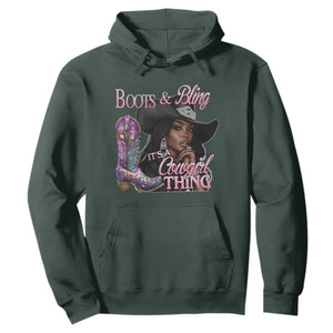Melanin Cowgirl Hoodie Boots & Bling its a Cowgirl Thing Black Cowgirl Melanin TS02 Dark Forest Green Print Your Wear
