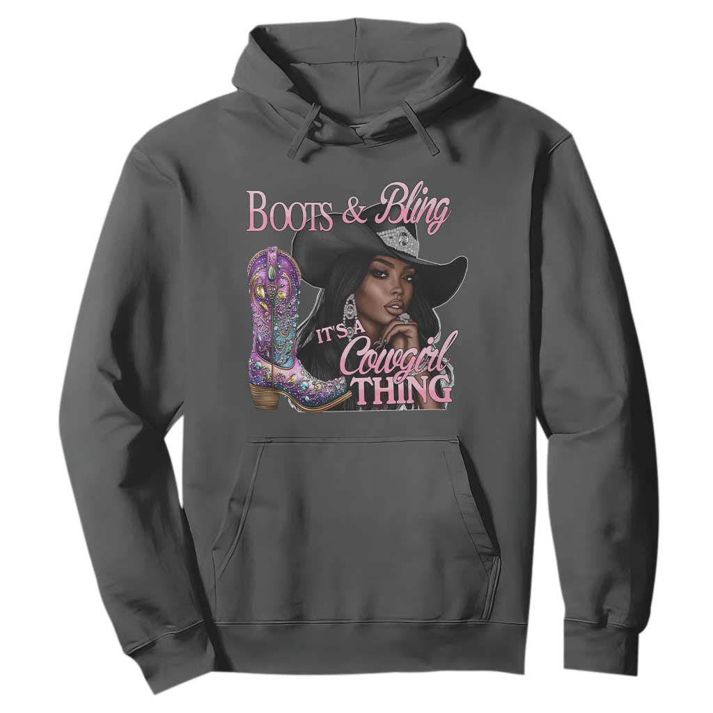 Melanin Cowgirl Hoodie Boots & Bling its a Cowgirl Thing Black Cowgirl Melanin TS02 Dark Heather Print Your Wear