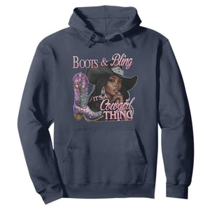 Melanin Cowgirl Hoodie Boots & Bling its a Cowgirl Thing Black Cowgirl Melanin TS02 Navy Print Your Wear
