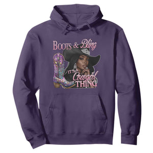 Melanin Cowgirl Hoodie Boots & Bling its a Cowgirl Thing Black Cowgirl Melanin TS02 Purple Print Your Wear