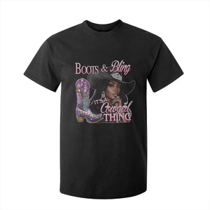 Melanin Cowgirl T Shirt For Kid Boots & Bling its a Cowgirl Thing Black Cowgirl Melanin TS02 Black Print Your Wear