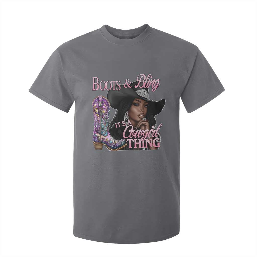 Melanin Cowgirl T Shirt For Kid Boots & Bling its a Cowgirl Thing Black Cowgirl Melanin TS02 Charcoal Print Your Wear