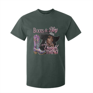 Melanin Cowgirl T Shirt For Kid Boots & Bling its a Cowgirl Thing Black Cowgirl Melanin TS02 Dark Forest Green Print Your Wear