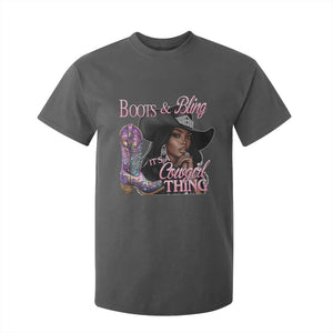 Melanin Cowgirl T Shirt For Kid Boots & Bling its a Cowgirl Thing Black Cowgirl Melanin TS02 Dark Heather Print Your Wear
