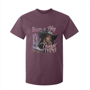 Melanin Cowgirl T Shirt For Kid Boots & Bling its a Cowgirl Thing Black Cowgirl Melanin TS02 Maroon Print Your Wear