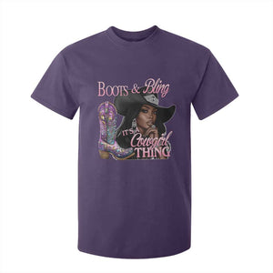 Melanin Cowgirl T Shirt For Kid Boots & Bling its a Cowgirl Thing Black Cowgirl Melanin TS02 Purple Print Your Wear