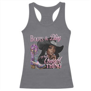 Melanin Cowgirl Racerback Tank Top Boots & Bling its a Cowgirl Thing Black Cowgirl Melanin TS02 Charcoal Print Your Wear