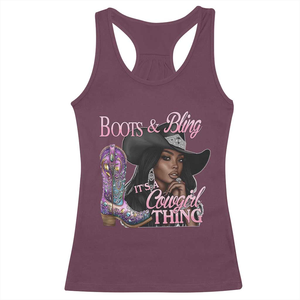 Melanin Cowgirl Racerback Tank Top Boots & Bling its a Cowgirl Thing Black Cowgirl Melanin TS02 Maroon Print Your Wear
