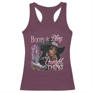 Melanin Cowgirl Racerback Tank Top Boots & Bling its a Cowgirl Thing Black Cowgirl Melanin TS02 Maroon Print Your Wear