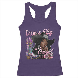 Melanin Cowgirl Racerback Tank Top Boots & Bling its a Cowgirl Thing Black Cowgirl Melanin TS02 Purple Print Your Wear