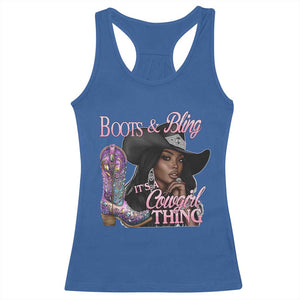 Melanin Cowgirl Racerback Tank Top Boots & Bling its a Cowgirl Thing Black Cowgirl Melanin TS02 Royal Blue Print Your Wear