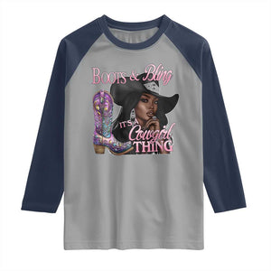 Melanin Cowgirl Raglan Shirt Boots & Bling its a Cowgirl Thing Black Cowgirl Melanin TS02 Sport Gray Navy Print Your Wear