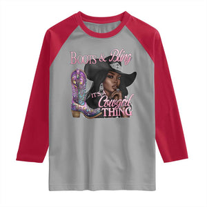 Melanin Cowgirl Raglan Shirt Boots & Bling its a Cowgirl Thing Black Cowgirl Melanin TS02 Sport Gray Red Print Your Wear