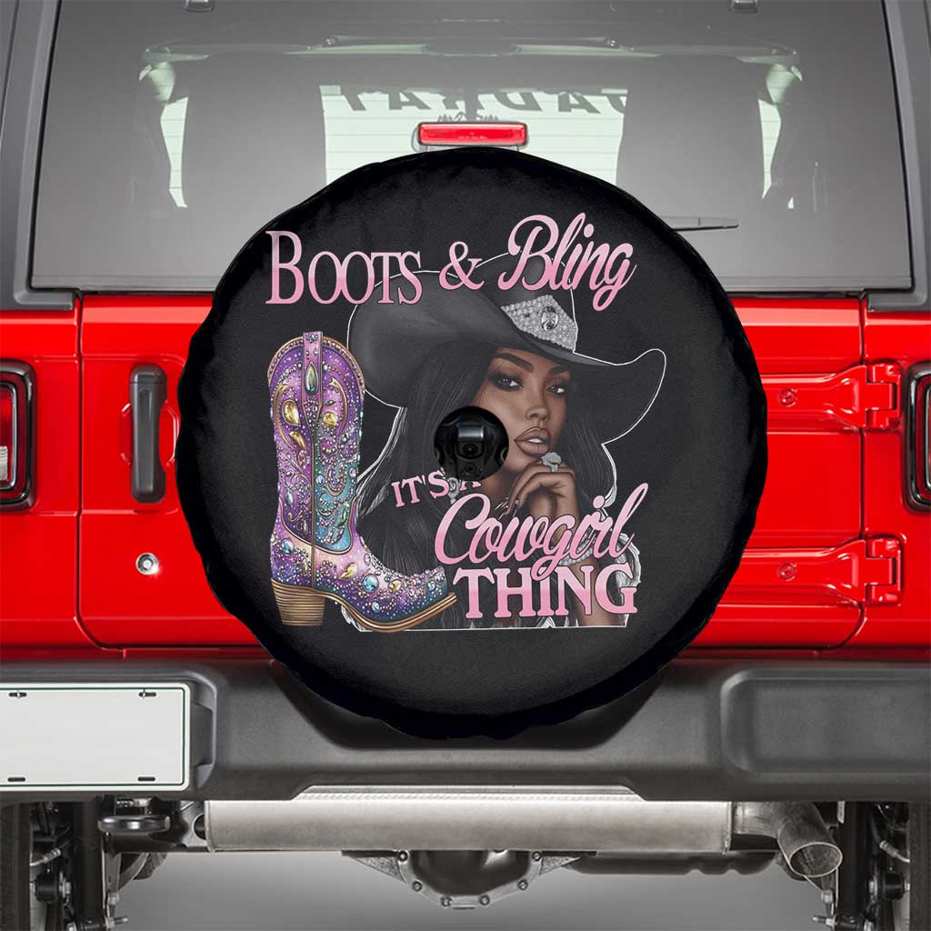 Melanin Cowgirl Spare Tire Cover Boots & Bling its a Cowgirl Thing Black Cowgirl Melanin TS02 Black Print Your Wear
