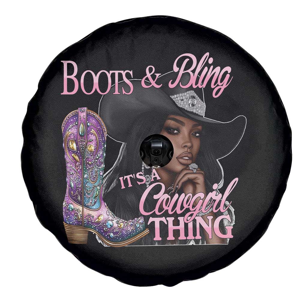 Melanin Cowgirl Spare Tire Cover Boots & Bling its a Cowgirl Thing Black Cowgirl Melanin TS02 Print Your Wear