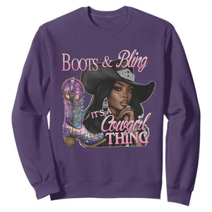 Melanin Cowgirl Sweatshirt Boots & Bling its a Cowgirl Thing Black Cowgirl Melanin TS02 Purple Print Your Wear
