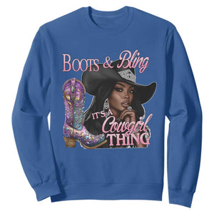 Melanin Cowgirl Sweatshirt Boots & Bling its a Cowgirl Thing Black Cowgirl Melanin TS02 Royal Blue Print Your Wear