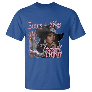 Melanin Cowgirl T Shirt Boots & Bling its a Cowgirl Thing Black Cowgirl Melanin TS02 Royal Blue Print Your Wear