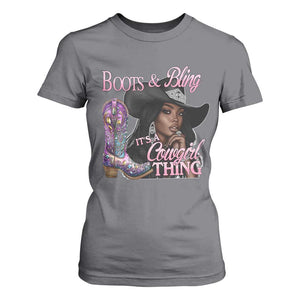 Melanin Cowgirl T Shirt For Women Boots & Bling its a Cowgirl Thing Black Cowgirl Melanin TS02 Charcoal Print Your Wear