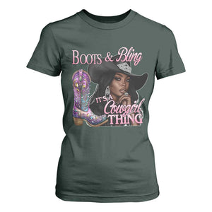 Melanin Cowgirl T Shirt For Women Boots & Bling its a Cowgirl Thing Black Cowgirl Melanin TS02 Dark Forest Green Print Your Wear