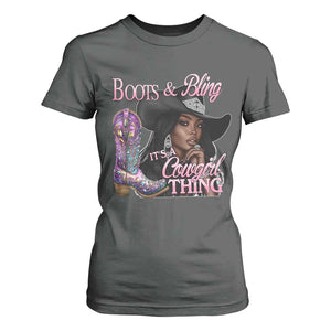 Melanin Cowgirl T Shirt For Women Boots & Bling its a Cowgirl Thing Black Cowgirl Melanin TS02 Dark Heather Print Your Wear