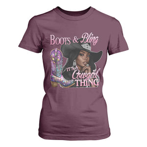 Melanin Cowgirl T Shirt For Women Boots & Bling its a Cowgirl Thing Black Cowgirl Melanin TS02 Maroon Print Your Wear