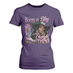 Melanin Cowgirl T Shirt For Women Boots & Bling its a Cowgirl Thing Black Cowgirl Melanin TS02 Purple Print Your Wear