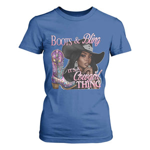 Melanin Cowgirl T Shirt For Women Boots & Bling its a Cowgirl Thing Black Cowgirl Melanin TS02 Royal Blue Print Your Wear