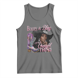 Melanin Cowgirl Tank Top Boots & Bling its a Cowgirl Thing Black Cowgirl Melanin TS02 Black Heather Print Your Wear