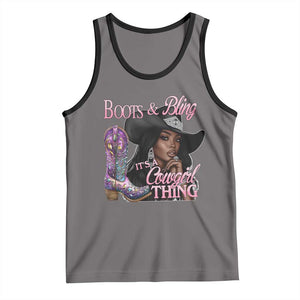 Melanin Cowgirl Tank Top Boots & Bling its a Cowgirl Thing Black Cowgirl Melanin TS02 Deep Heather Black Print Your Wear