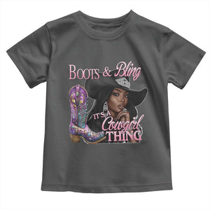 Melanin Cowgirl Toddler T Shirt Boots & Bling its a Cowgirl Thing Black Cowgirl Melanin TS02 Dark Heather Print Your Wear