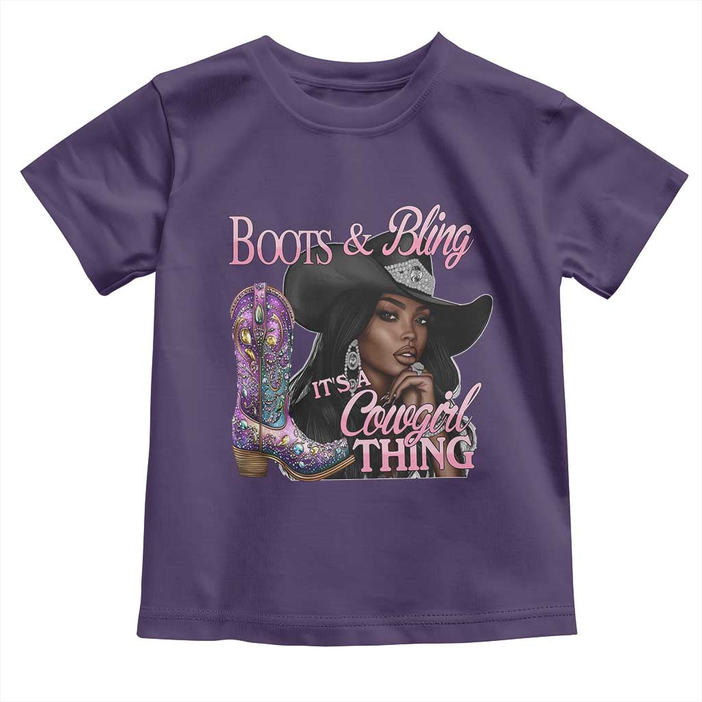 Melanin Cowgirl Toddler T Shirt Boots & Bling its a Cowgirl Thing Black Cowgirl Melanin TS02 Purple Print Your Wear