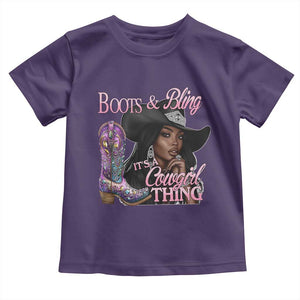 Melanin Cowgirl Toddler T Shirt Boots & Bling its a Cowgirl Thing Black Cowgirl Melanin TS02 Purple Print Your Wear
