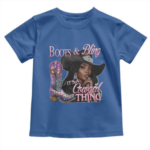 Melanin Cowgirl Toddler T Shirt Boots & Bling its a Cowgirl Thing Black Cowgirl Melanin TS02 Royal Blue Print Your Wear