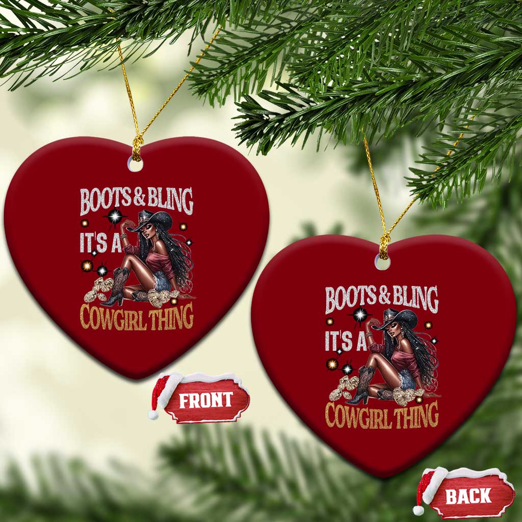Melanin Cowgirl Ceramic Ornament Boots & Bling It's A Cowgirl Thing Black History TS02 Print Your Wear