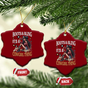 Melanin Cowgirl Ceramic Ornament Boots & Bling It's A Cowgirl Thing Black History TS02 Print Your Wear