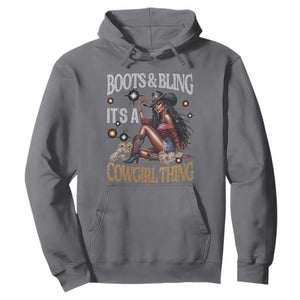 Melanin Cowgirl Hoodie Boots & Bling It's A Cowgirl Thing Black History TS02 Charcoal Print Your Wear