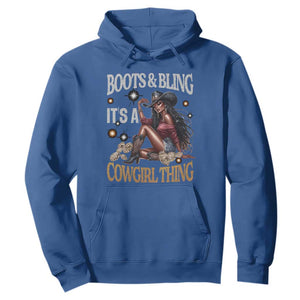 Melanin Cowgirl Hoodie Boots & Bling It's A Cowgirl Thing Black History TS02 Royal Blue Print Your Wear