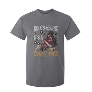 Melanin Cowgirl T Shirt For Kid Boots & Bling It's A Cowgirl Thing Black History TS02 Charcoal Print Your Wear