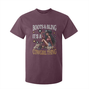 Melanin Cowgirl T Shirt For Kid Boots & Bling It's A Cowgirl Thing Black History TS02 Maroon Print Your Wear