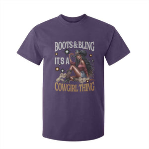 Melanin Cowgirl T Shirt For Kid Boots & Bling It's A Cowgirl Thing Black History TS02 Purple Print Your Wear