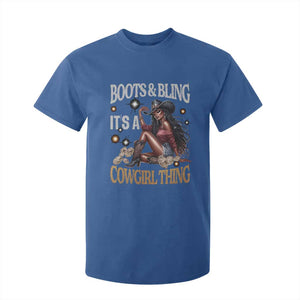 Melanin Cowgirl T Shirt For Kid Boots & Bling It's A Cowgirl Thing Black History TS02 Royal Blue Print Your Wear