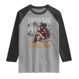 Melanin Cowgirl Raglan Shirt Boots & Bling It's A Cowgirl Thing Black History TS02 Sport Gray Black Print Your Wear