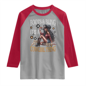 Melanin Cowgirl Raglan Shirt Boots & Bling It's A Cowgirl Thing Black History TS02 Sport Gray Red Print Your Wear