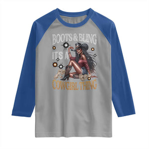 Melanin Cowgirl Raglan Shirt Boots & Bling It's A Cowgirl Thing Black History TS02 Sport Gray Royal Print Your Wear