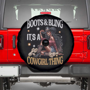 Melanin Cowgirl Spare Tire Cover Boots & Bling It's A Cowgirl Thing Black History TS02 Black Print Your Wear